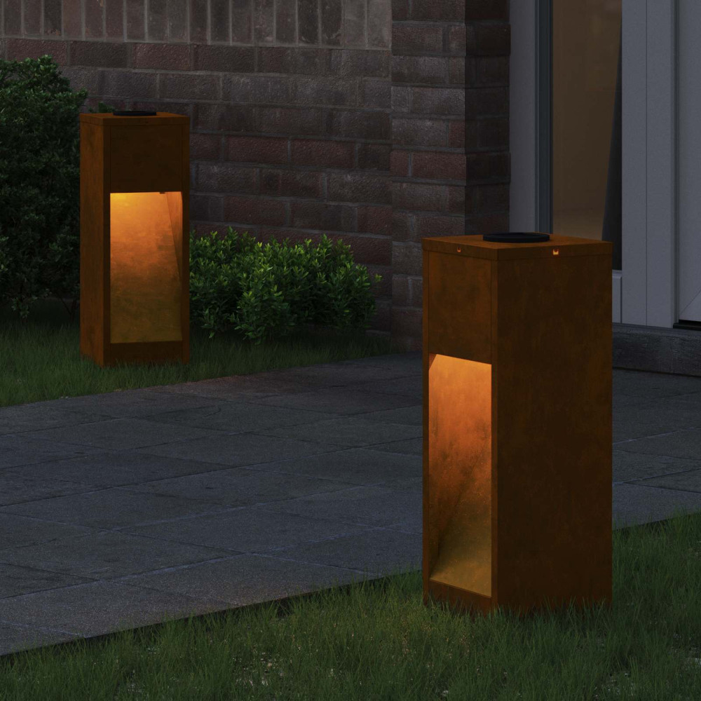 Produktbild för Solcell LED-vägbelysning 2 pcs Brons Väderbeständig stål