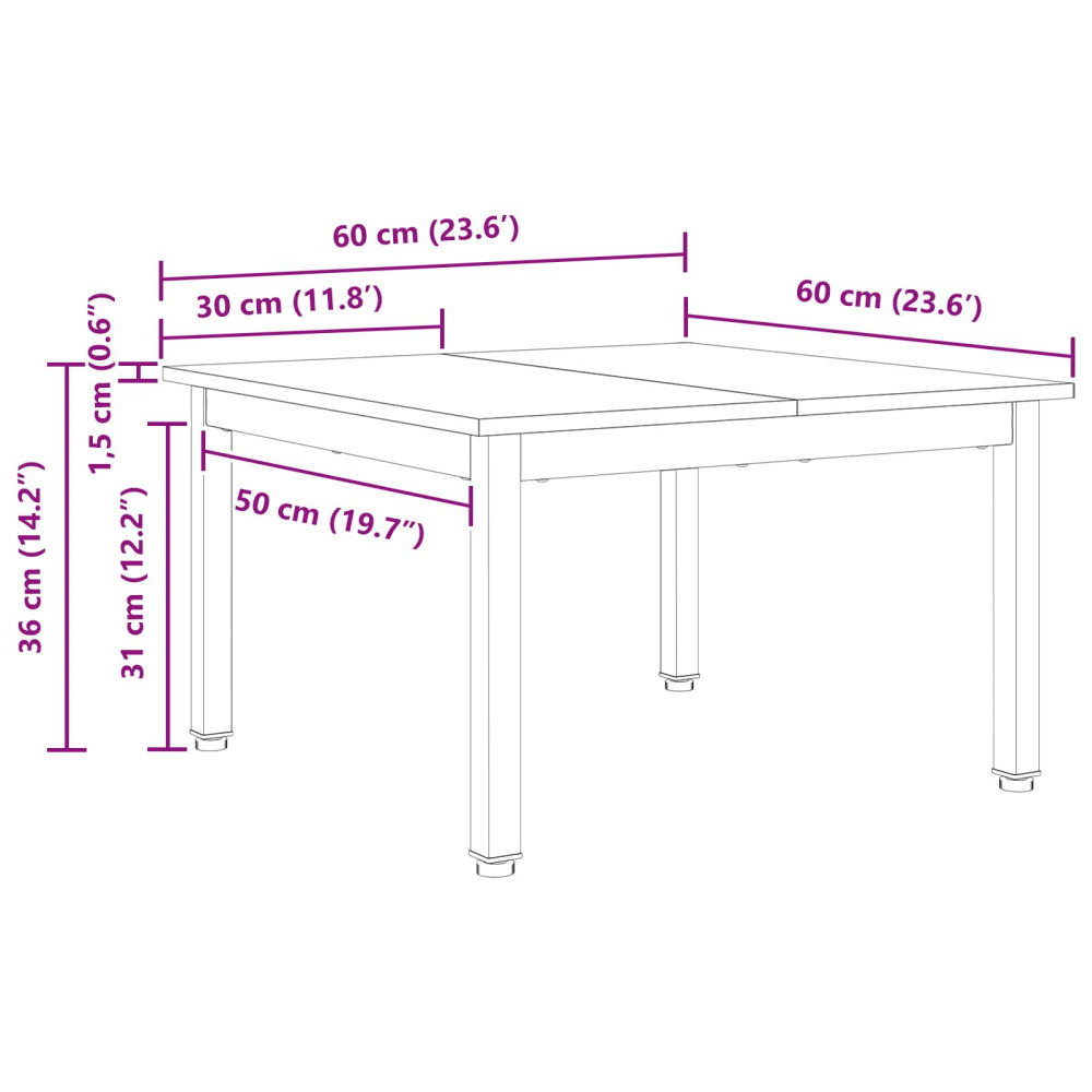 Produktbild för Kaffeebord Naturfärg 60 x 60 x 36 cm Massiv furu