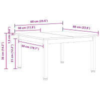 Produktbild för Kaffeebord Naturfärg 60 x 60 x 36 cm Massiv furu