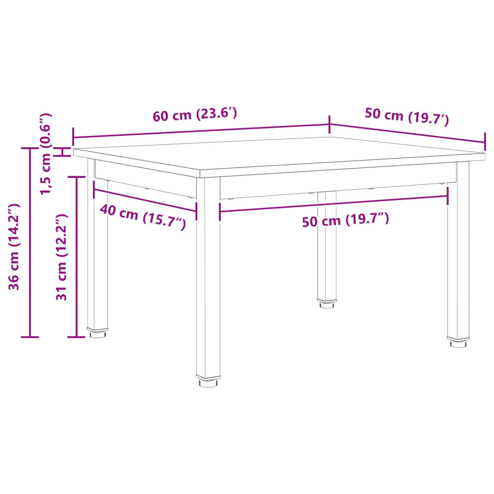 Produktbild för Kaffeebord Naturfärg 60 x 50 x 36 cm Massiv furu
