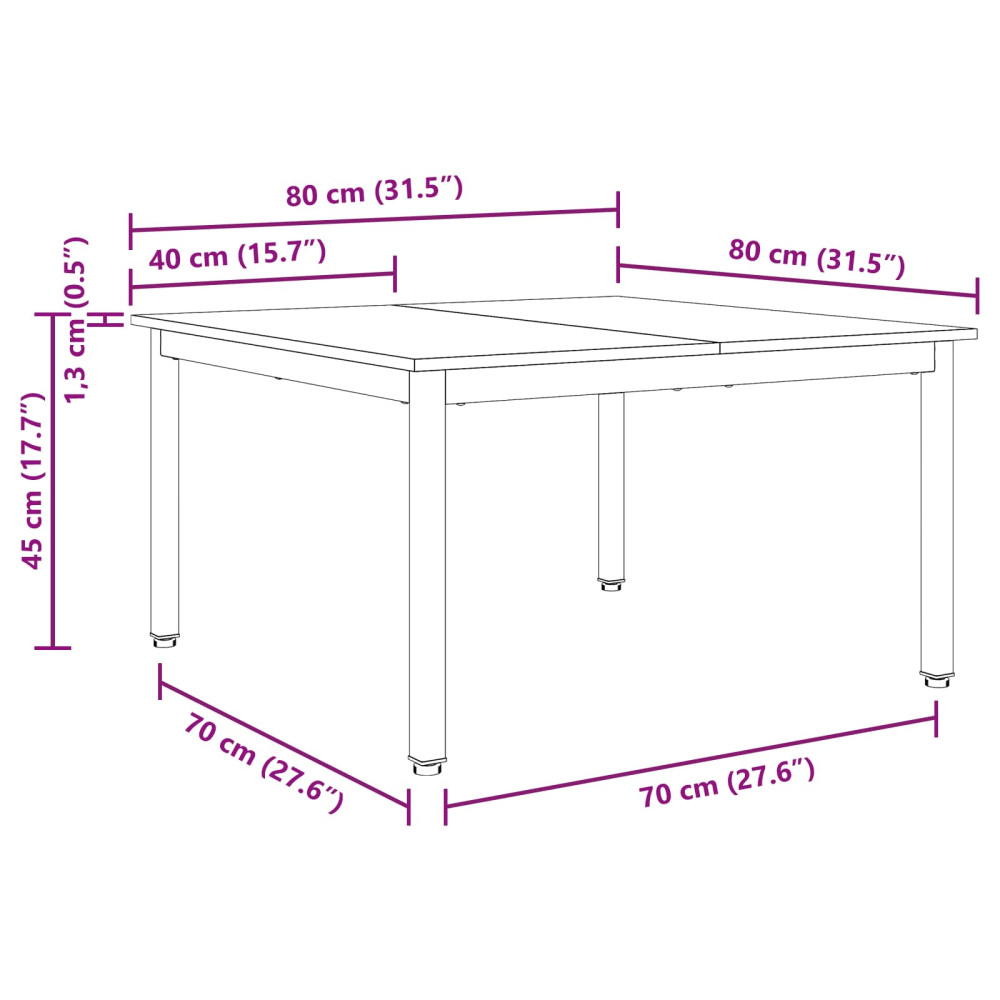 Produktbild för Kaffeebord Naturfärg 80 x 80 x 45 cm Massiv furu