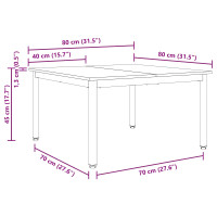 Produktbild för Kaffeebord Naturfärg 80 x 80 x 45 cm Massiv furu