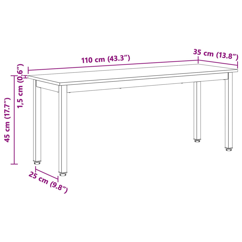 Produktbild för bänk Vit 110 x 35 x 45 cm Massiv furu
