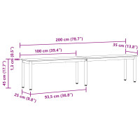 Produktbild för bänk Vit 200 x 35 x 45 cm Massiv furu