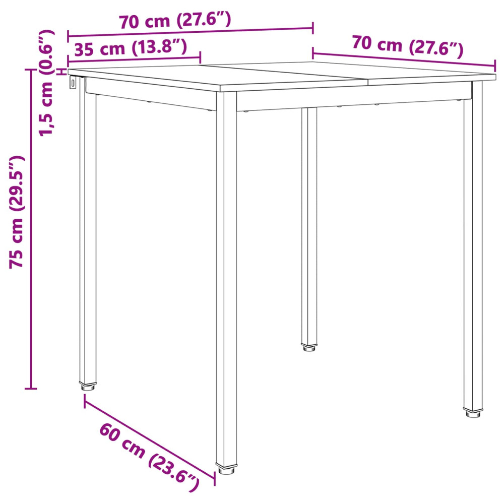 Produktbild för Matbord Vit 70 x 70 x 75 cm Massiv furu