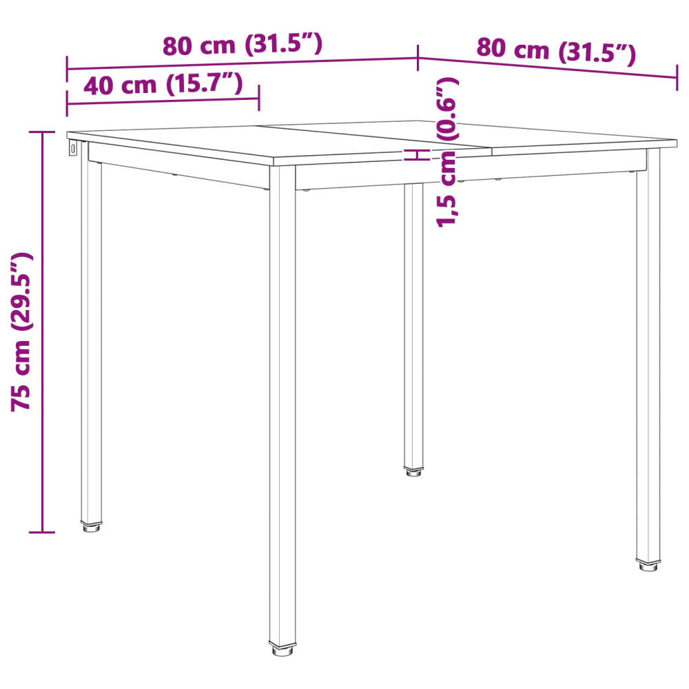 Produktbild för Matbord Naturfärg 80 x 80 x 75 cm Massiv furu