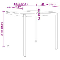 Produktbild för Matbord Vit 80 x 80 x 75 cm Massiv furu