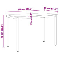 Produktbild för Matbord Vit 110 x 55 x 75 cm Massiv furu