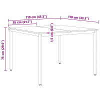 Produktbild för Matbord Naturfärg 110 x 110 x 75 cm Massiv furu