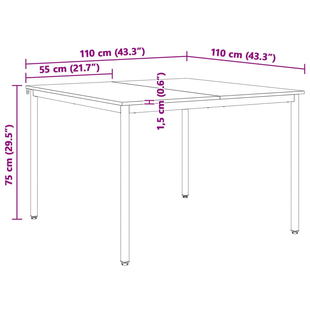 Produktbild för Matbord Vit 110 x 110 x 75 cm Massiv furu