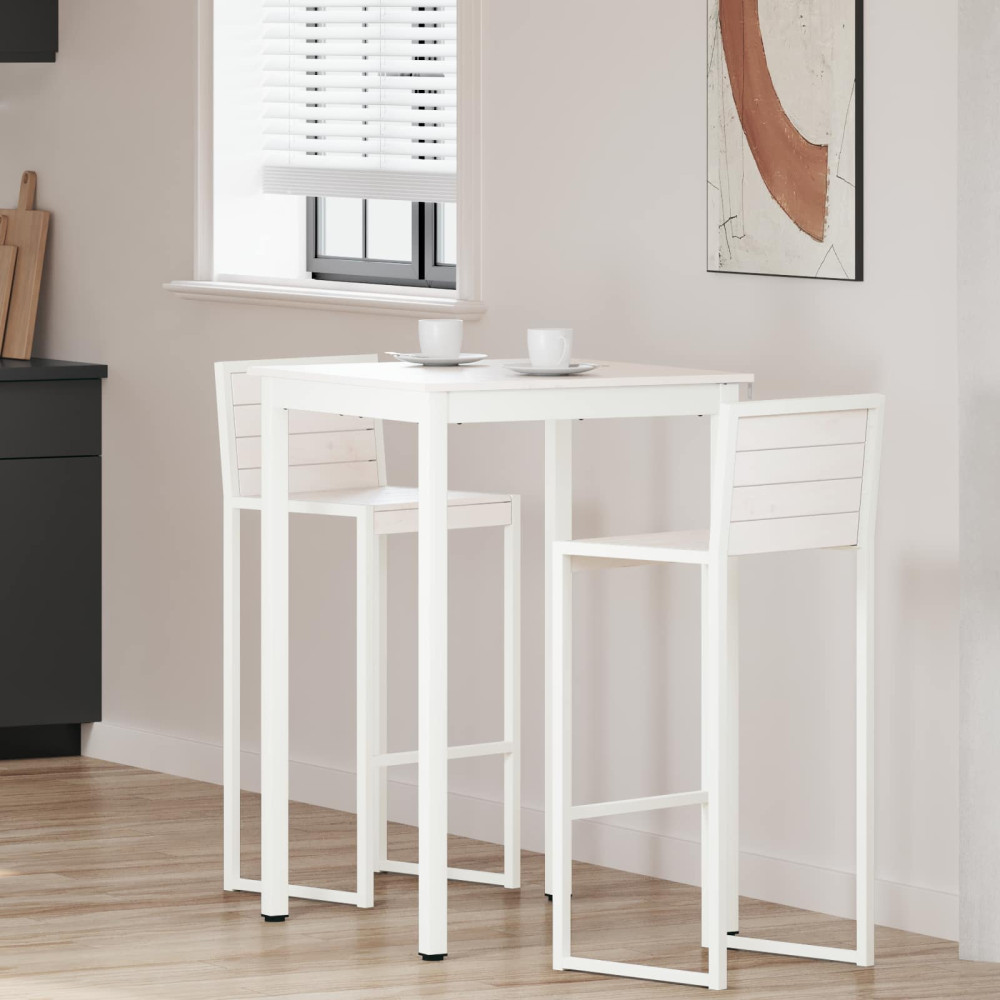 Produktbild för Barbord Vit 70 x 70 x 105 cm Massiv furu