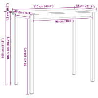 Produktbild för Barbord Naturfärg 110 x 55 x 105 cm Massiv furu