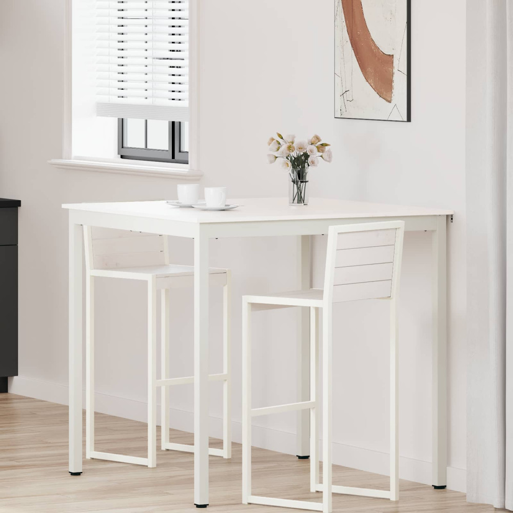 Produktbild för Barbord Vit 110 x 110 x 105 cm Massiv furu