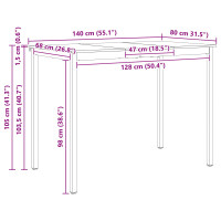 Produktbild för Barbord Vit 140 x 80 x 105 cm Massiv furu