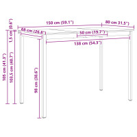Produktbild för Barbord Vit 150 x 80 x 105 cm Massiv furu