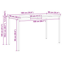 Produktbild för Barbord Vit 180 x 90 x 105 cm Massiv furu