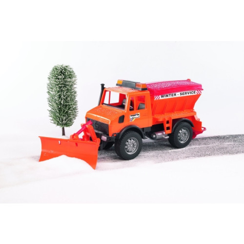 Bruder Bruder Mercedes-Benz Unimog winter service with plow blade t...