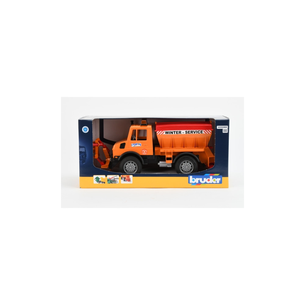 Produktbild för Bruder Mercedes-Benz Unimog winter service with plow blade t...