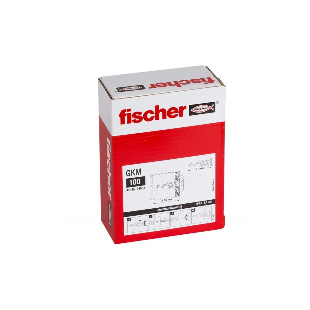 Produktbild för Fischer 24556, Väggplugg, Gipsskiva, 31 mm, 4 mm, 5 mm, 100...