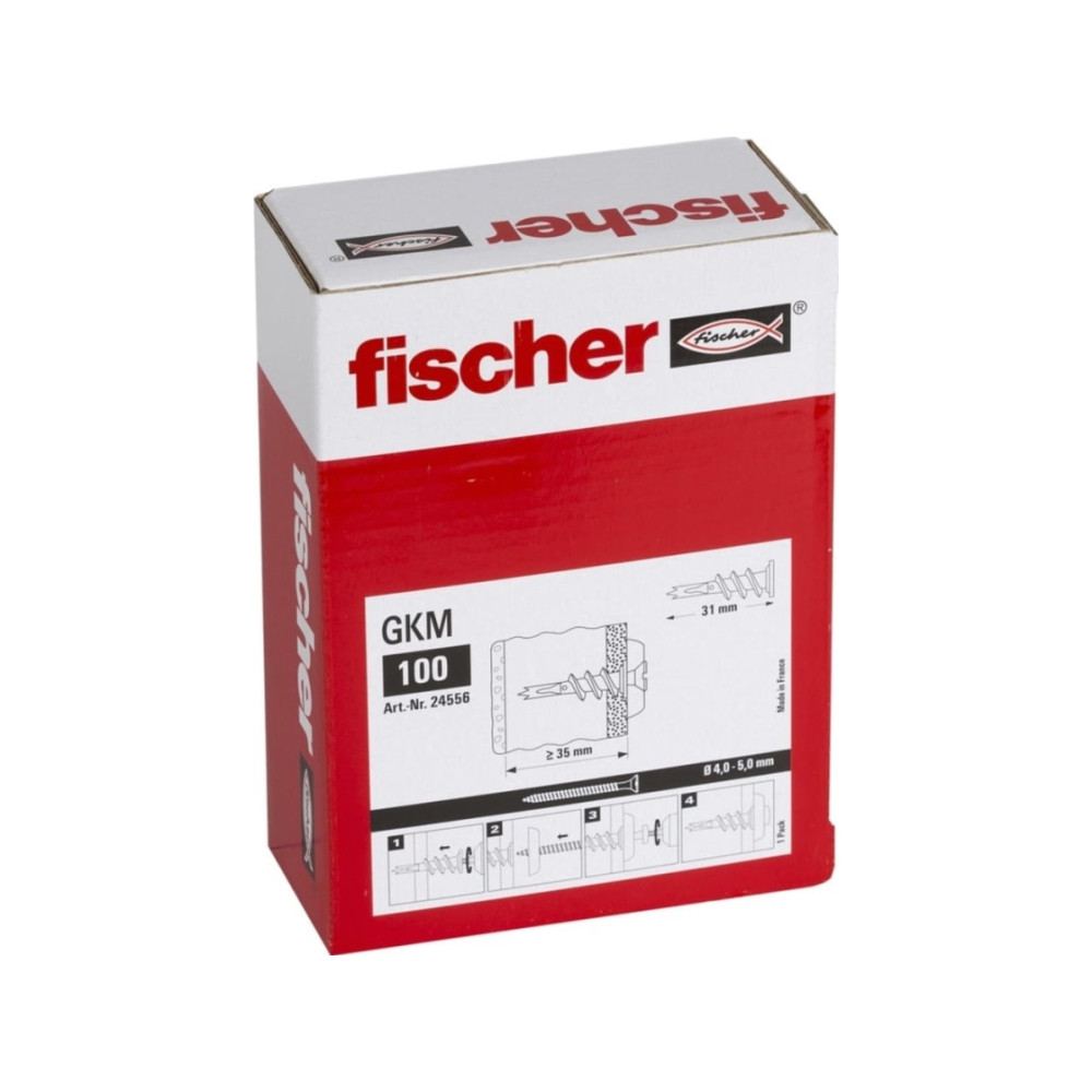 Produktbild för Fischer 24556, Väggplugg, Gipsskiva, 31 mm, 4 mm, 5 mm, 100...