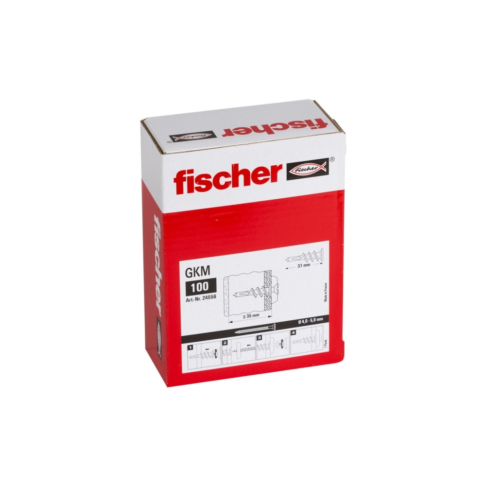 Produktbild för Fischer 24556, Väggplugg, Gipsskiva, 31 mm, 4 mm, 5 mm, 100...
