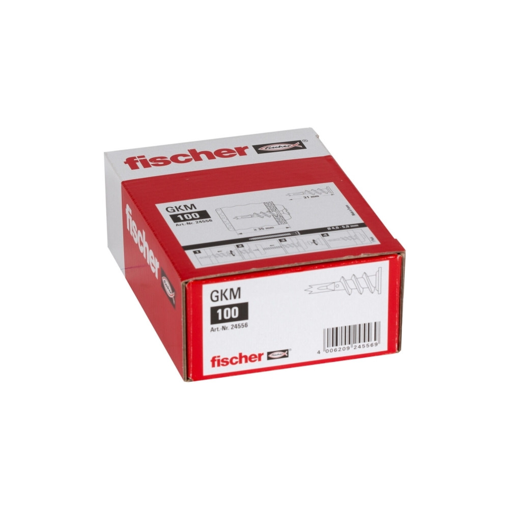 Produktbild för Fischer 24556, Väggplugg, Gipsskiva, 31 mm, 4 mm, 5 mm, 100...