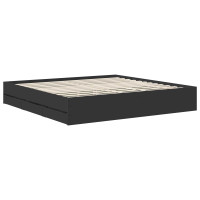 Produktbild för Sängram med låda med lagring Svart 200 x 200 cm Konstruerat trä