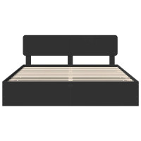 Produktbild för Sängram med låda med lagring Svart 200 x 200 cm Konstruerat trä
