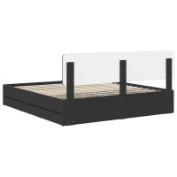 Produktbild för Sängram med låda med lagring Svart 200 x 200 cm Konstruerat trä
