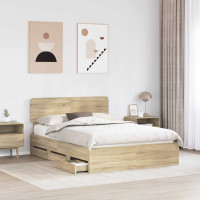 Produktbild för Sängram med låda Sonoma-ek 150 x 200 cm Konstruerat trä