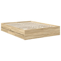 Produktbild för Sängram med låda Sonoma-ek 150 x 200 cm Konstruerat trä