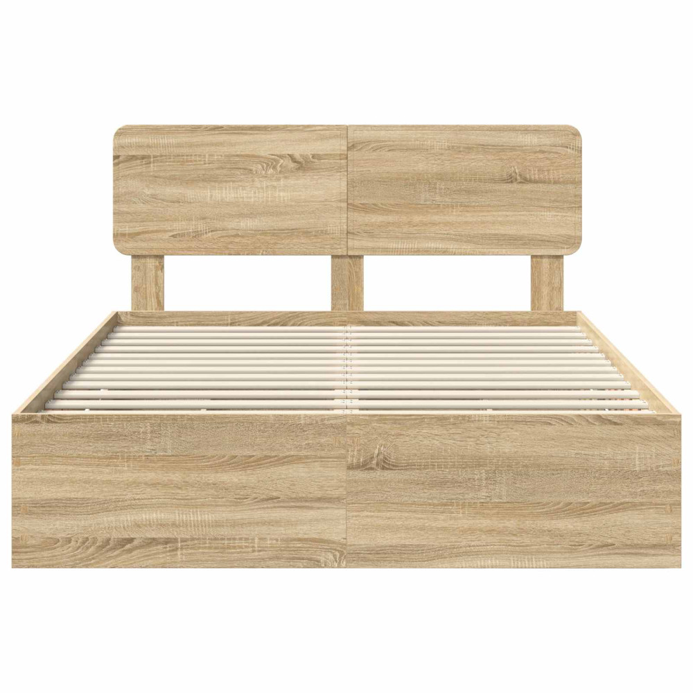 Produktbild för Sängram med låda Sonoma-ek 150 x 200 cm Konstruerat trä