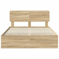 Produktbild för Sängram med låda Sonoma-ek 150 x 200 cm Konstruerat trä