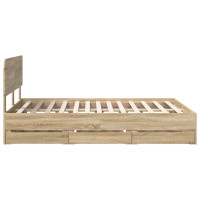 Produktbild för Sängram med låda Sonoma-ek 150 x 200 cm Konstruerat trä