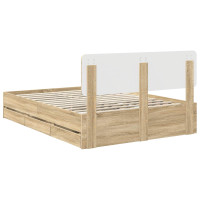 Produktbild för Sängram med låda Sonoma-ek 150 x 200 cm Konstruerat trä