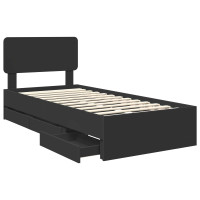 Produktbild för Sängram med låda med lagring Svart 90 x 200 cm Konstruerat trä