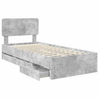 Produktbild för Sängram med låda BetongGrå 90 x 200 cm Konstruerat trä