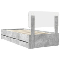 Produktbild för Sängram med låda BetongGrå 90 x 200 cm Konstruerat trä