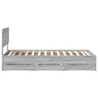 Produktbild för Sängram med låda Grå Sonoma 90 x 200 cm Konstruerat trä