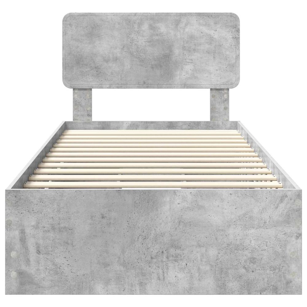 Produktbild för Sängram med låda BetongGrå 90 x 190 cm Konstruerat trä