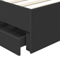 Produktbild för Sängram med låda med lagring Svart 75 x 190 cm Konstruerat trä