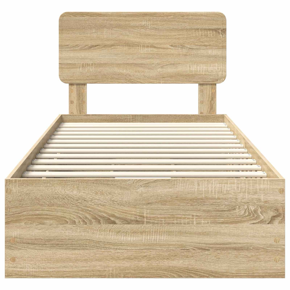 Produktbild för Sängram med låda Sonoma-ek 75 x 190 cm Konstruerat trä