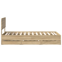 Produktbild för Sängram med låda Sonoma-ek 75 x 190 cm Konstruerat trä