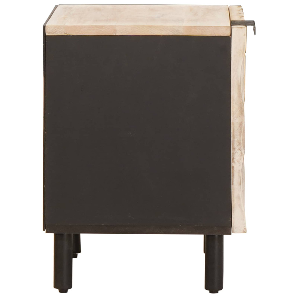 Produktbild för Nattduksbord Vit 40 x 33 x 46 cm Massivt mangoträ
