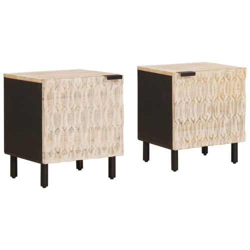 vidaXL Nattduksbord 2 pcs Vit 40 x 33 x 46 cm Massivt mangoträ