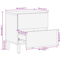 Produktbild för Nattduksbord med låda Vit 40 x 33 x 46 cm Massivt mangoträ