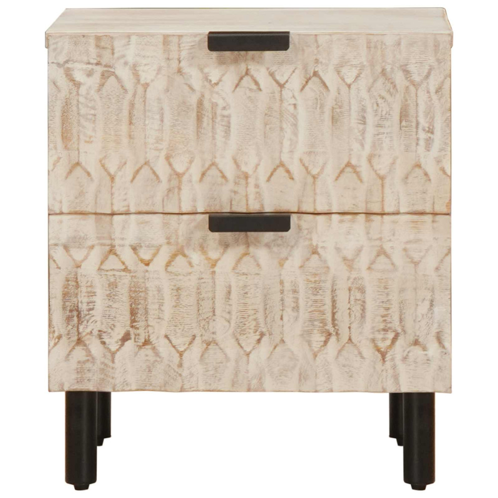 Produktbild för Nattduksbord med låda Vit 40 x 33 x 46 cm Massivt mangoträ