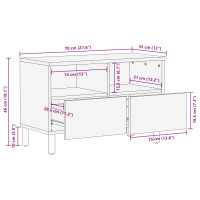 Produktbild för TV-skåp Vit Tvätt Finish 70 x 33 x 46 cm Massivt mangoträ