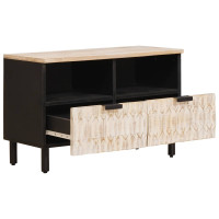 Produktbild för TV-skåp Vit Tvätt Finish 70 x 33 x 46 cm Massivt mangoträ