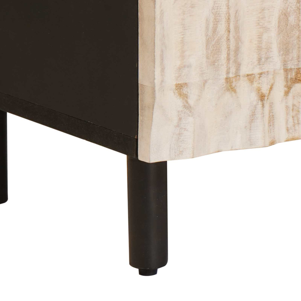 Produktbild för TV-skåp Vit Tvätt Finish 70 x 33 x 46 cm Massivt mangoträ